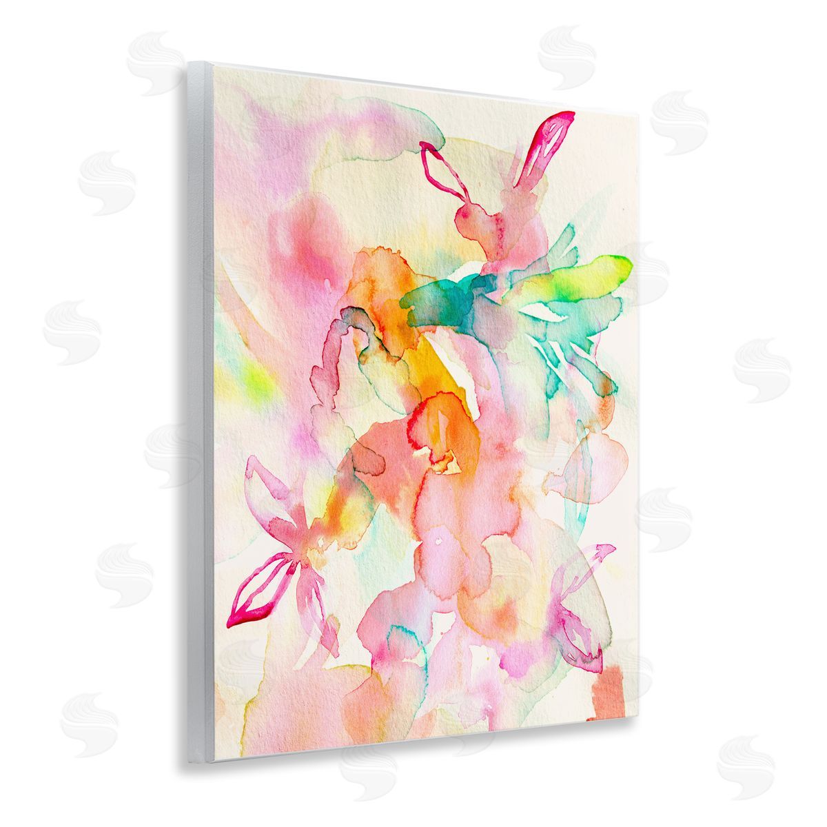 Abstract Watery Island Flowers Wood Plaque Wall Art, Home Decor by Gemma Bardot