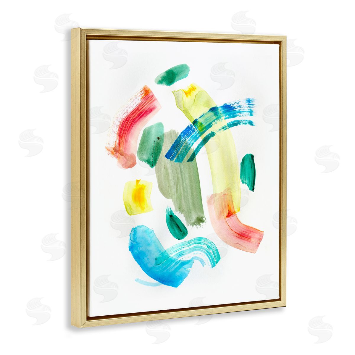 Curved Retro Abstraction Gold Floating Frame Canvas Wall Art, Home Decor by Gemma Bardot