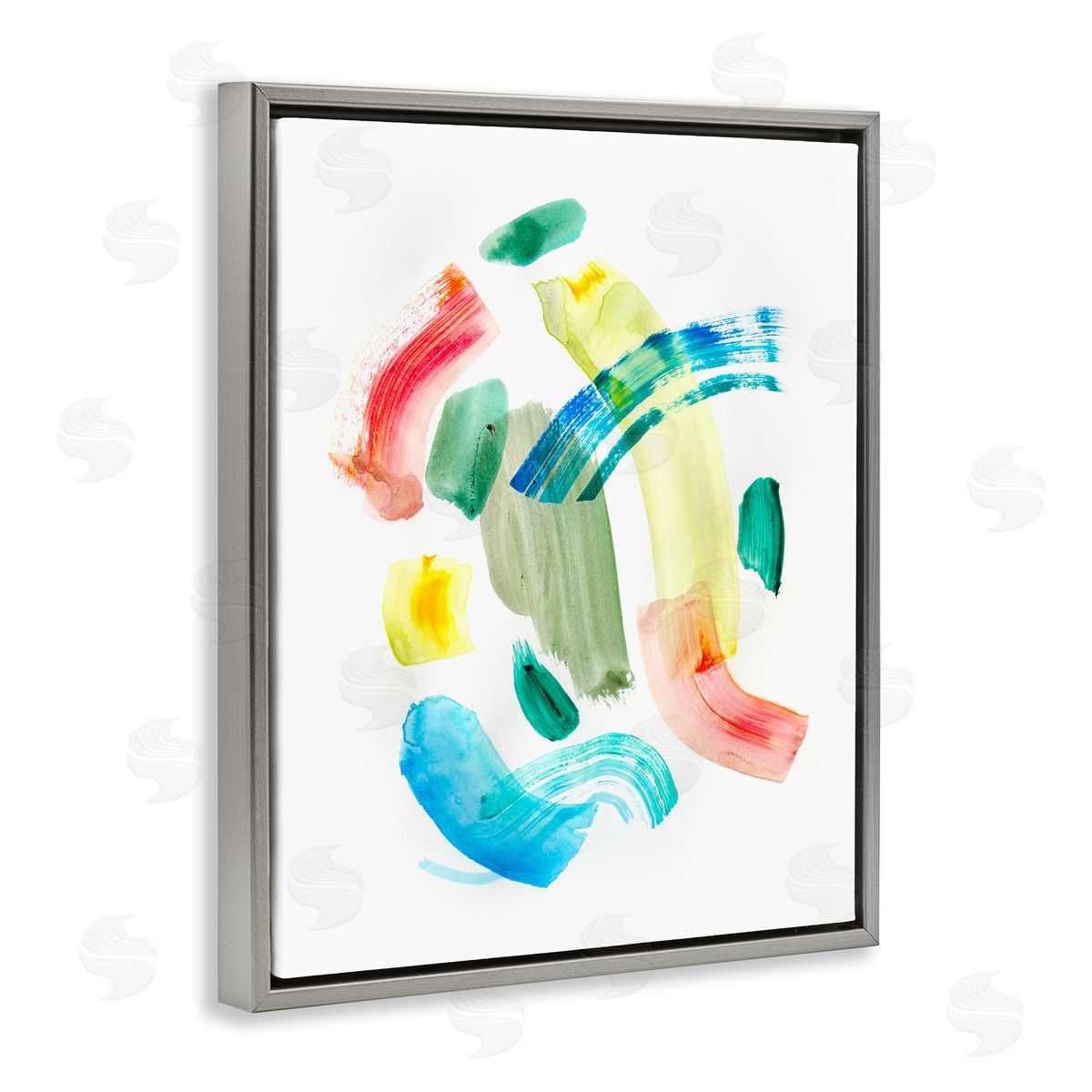 Curved Retro Abstraction Grey Floating Frame Canvas Wall Art, Home Decor by Gemma Bardot