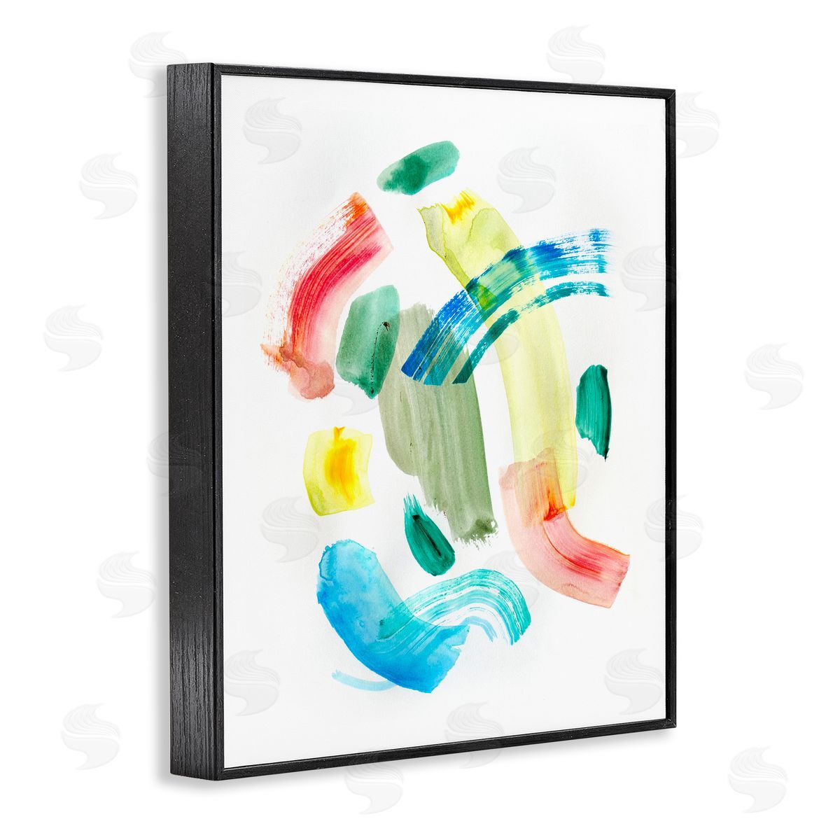 Curved Retro Abstraction Black Frame Print Wall Art, Home Decor by Gemma Bardot