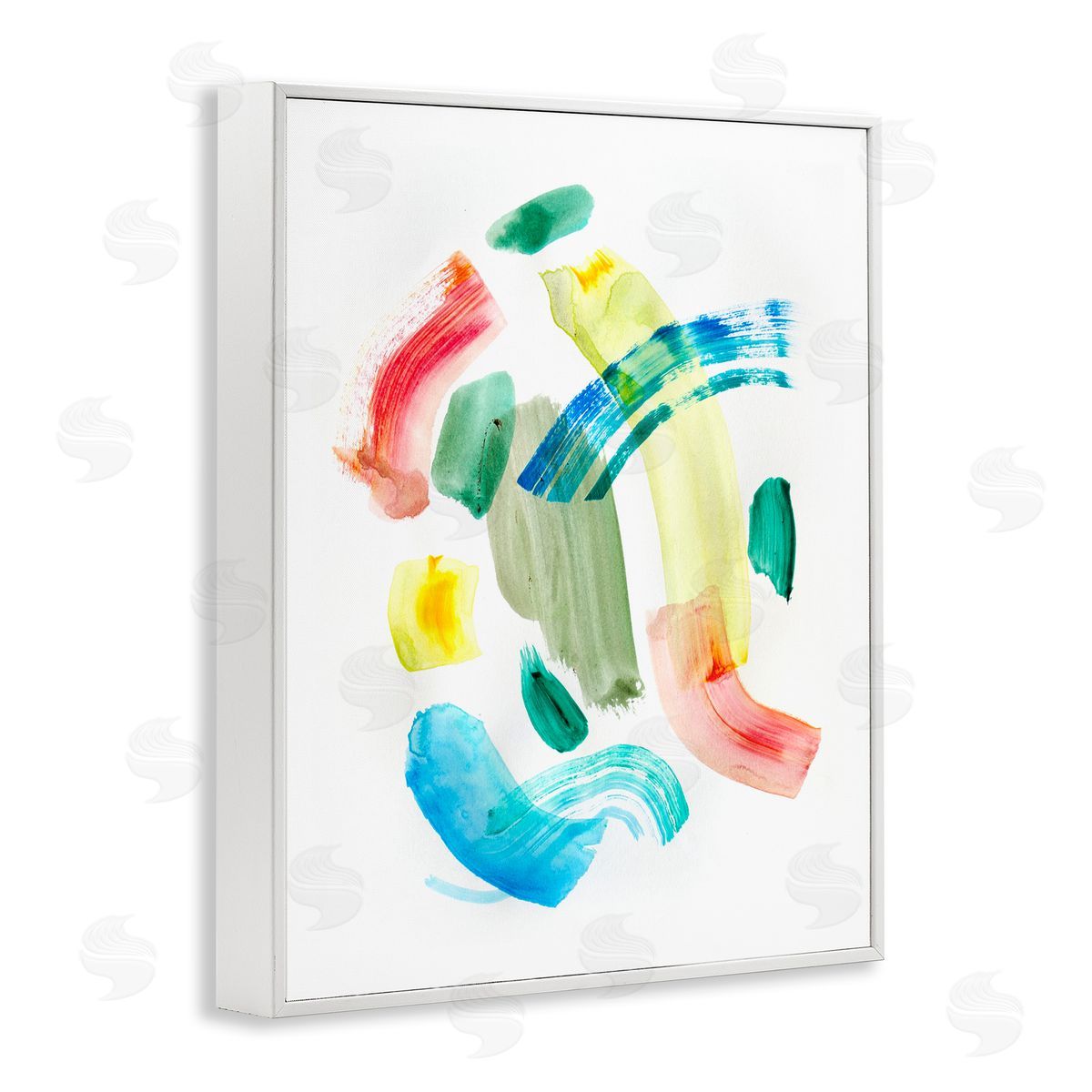 Curved Retro Abstraction White Frame Print Wall Art, Home Decor by Gemma Bardot