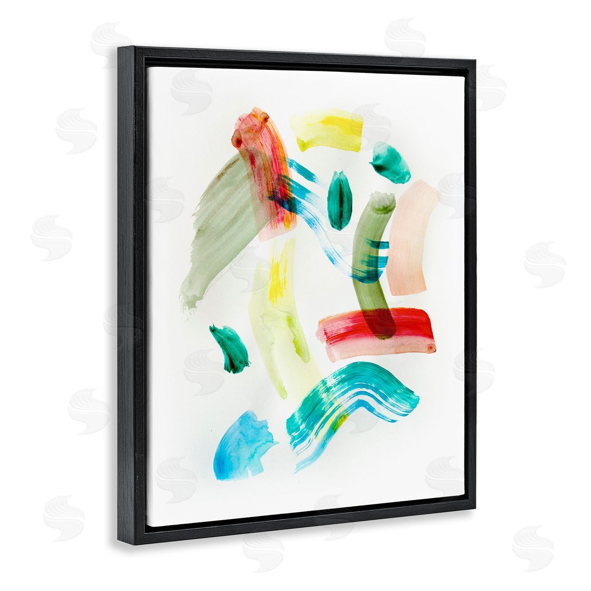 Modern Curved Brush Strokes Black Floating Frame Canvas Wall Art, Home Decor by Gemma Bardot