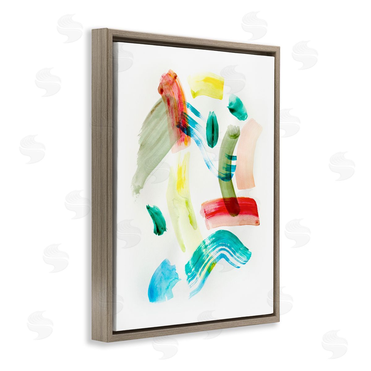 Modern Curved Brush Strokes Brown Floating Frame Canvas Wall Art, Home Decor by Gemma Bardot