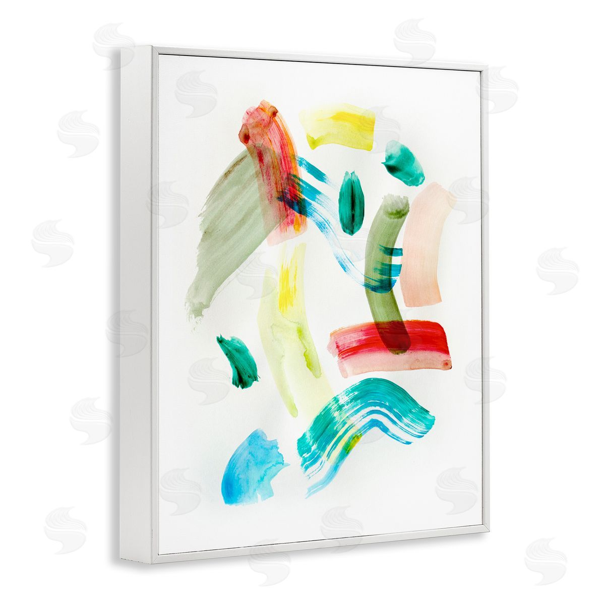 Modern Curved Brush Strokes White Frame Print Wall Art, Home Decor by Gemma Bardot