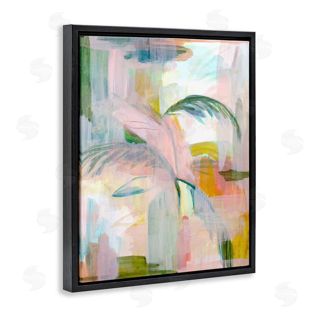 Palm City Abstraction Black Floating Frame Canvas Wall Art, Home Decor by Gemma Bardot