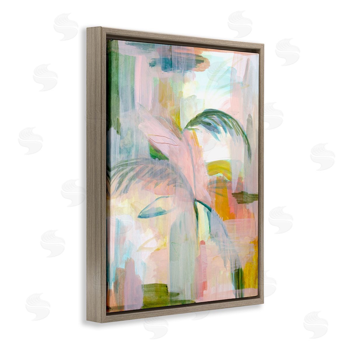 Palm City Abstraction Brown Floating Frame Canvas Wall Art, Home Decor by Gemma Bardot
