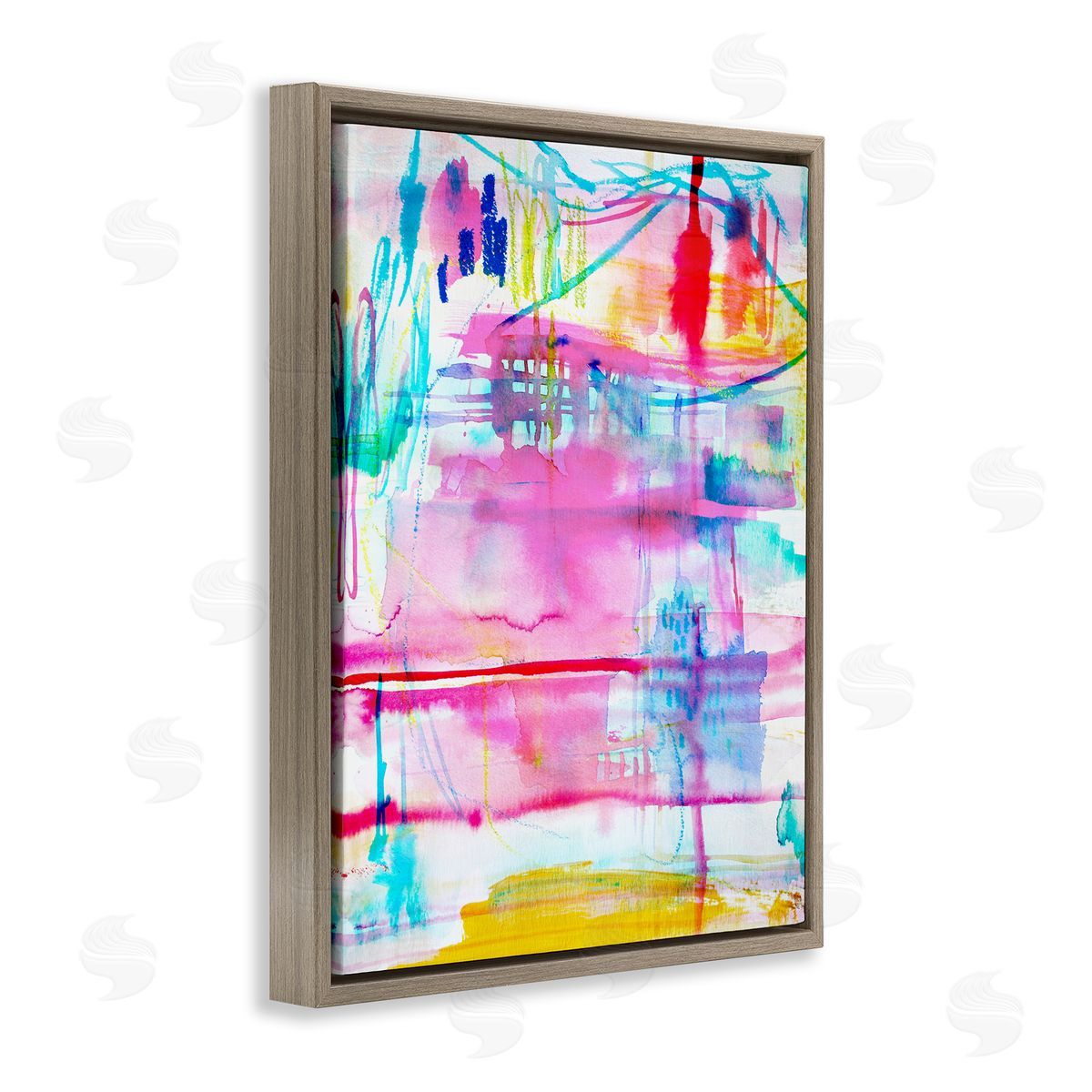 Picnic Party Composition Brown Floating Frame Canvas Wall Art, Home Decor by Gemma Bardot