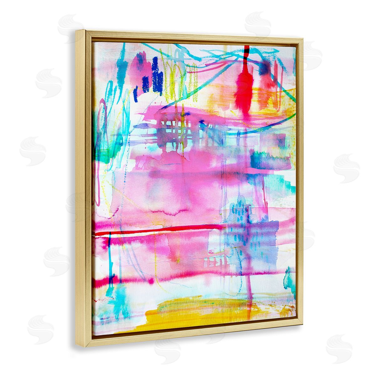 Picnic Party Composition Gold Floating Frame Canvas Wall Art, Home Decor by Gemma Bardot