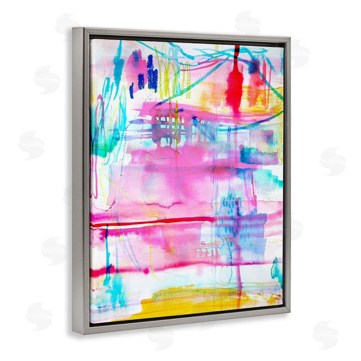 Picnic Party Composition Grey Floating Frame Canvas Wall Art, Home Decor by Gemma Bardot