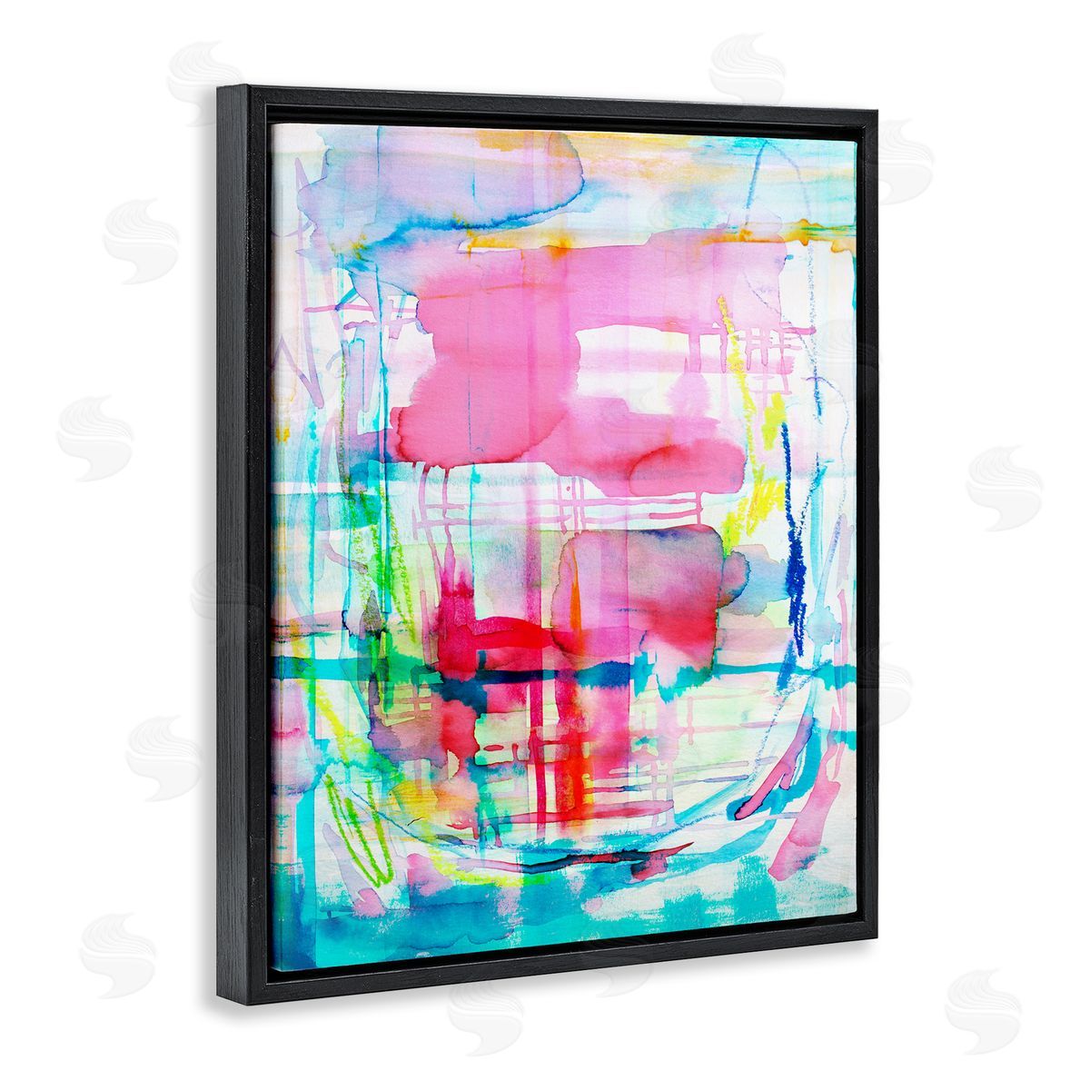 Vivid Watercolor Abstraction Black Floating Frame Canvas Wall Art, Home Decor by Gemma Bardot