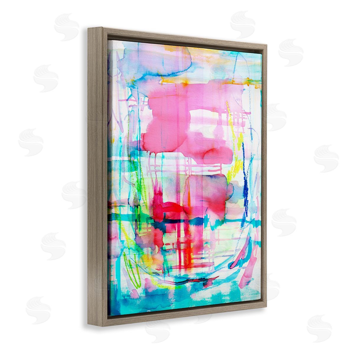 Vivid Watercolor Abstraction Brown Floating Frame Canvas Wall Art, Home Decor by Gemma Bardot