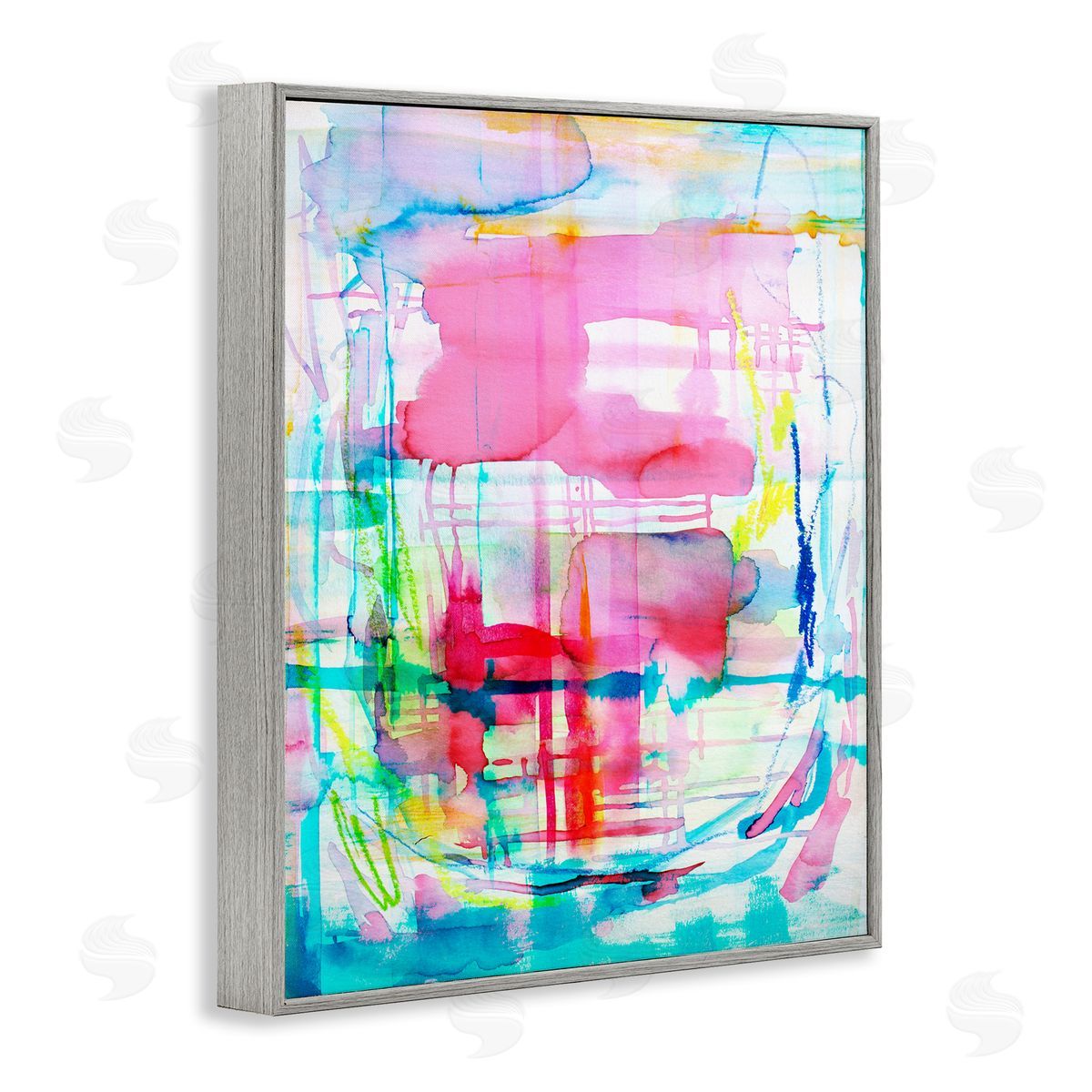 Vivid Watercolor Abstraction Grey Frame Print Wall Art, Home Decor by Gemma Bardot