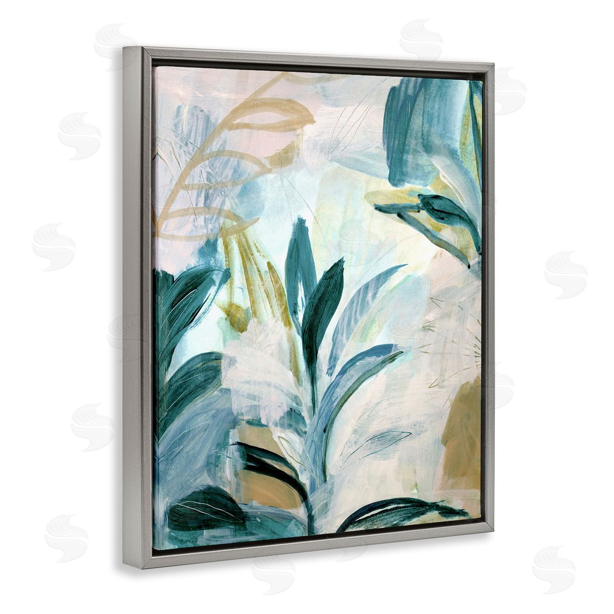 Vintage Hawaii Native Plants Grey Floating Frame Canvas Wall Art, Home Decor by Gemma Bardot