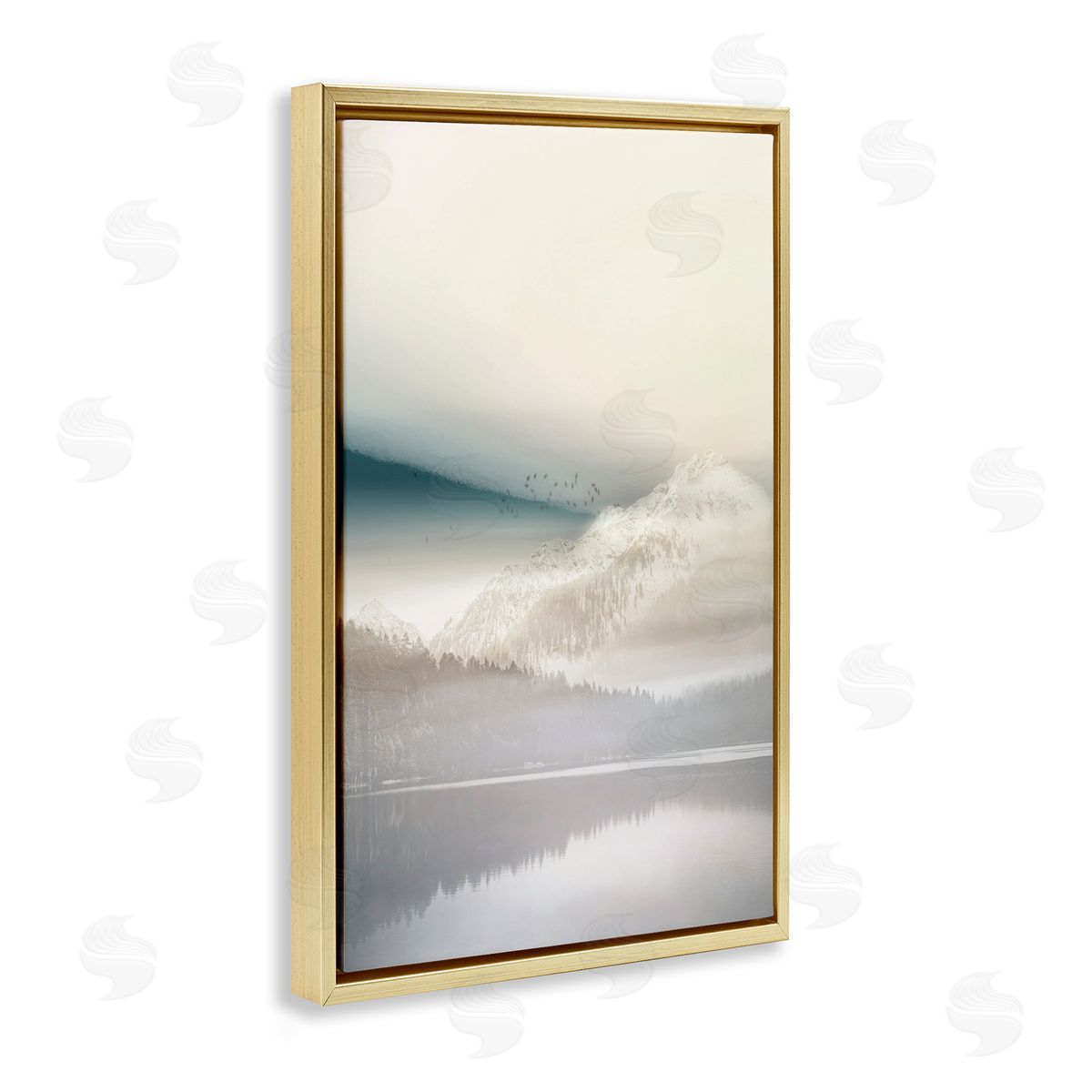Vanilla Landscape View Gold Floating Frame Canvas Wall Art, Home Decor by Gemma Bardot