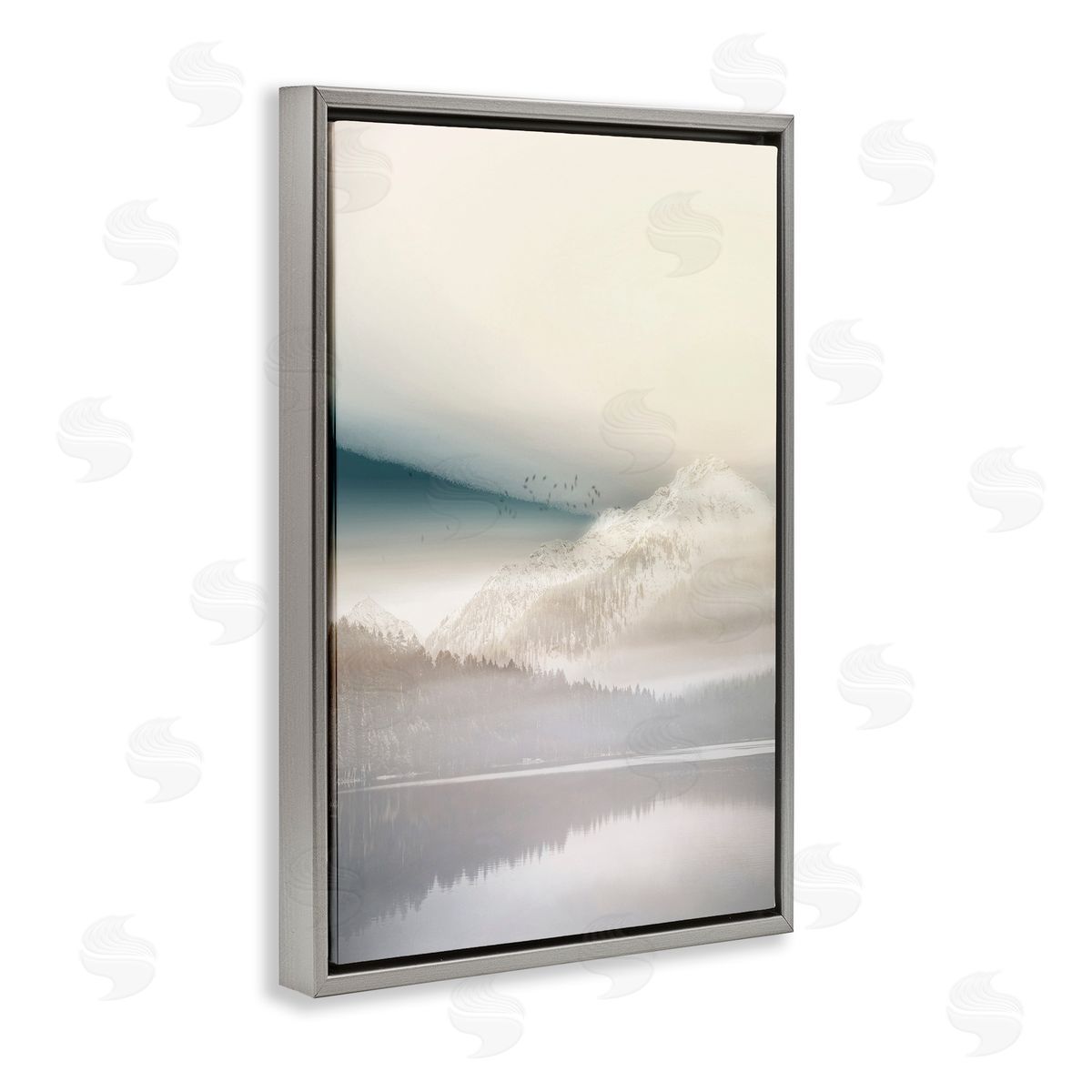 Vanilla Landscape View Grey Floating Frame Canvas Wall Art, Home Decor by Gemma Bardot