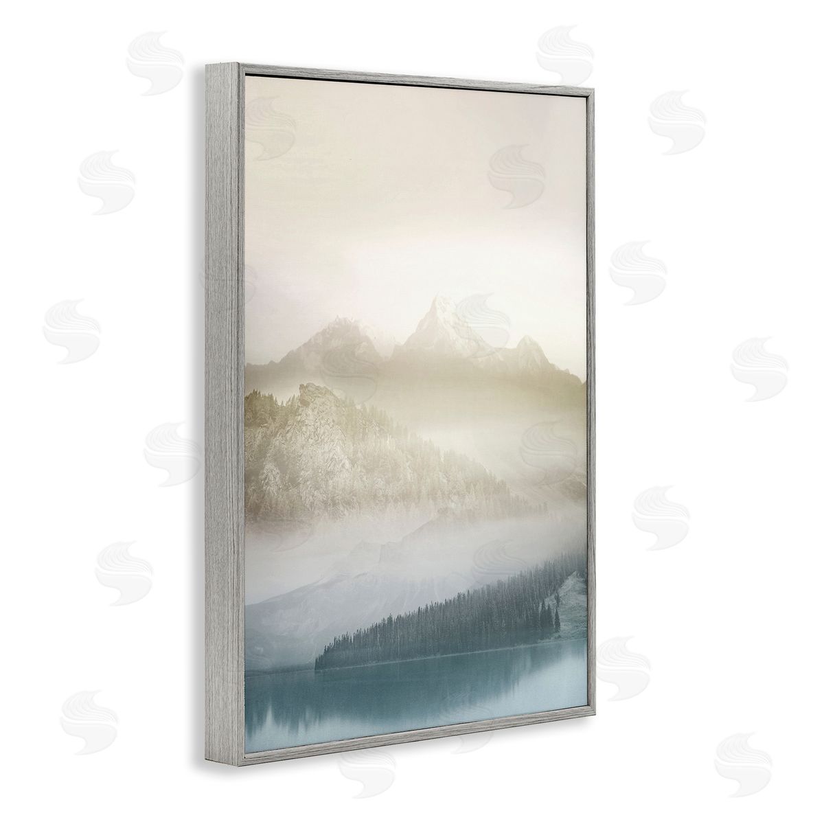 Vanilla Mountain Peaks View Grey Frame Print Wall Art, Home Decor by Gemma Bardot