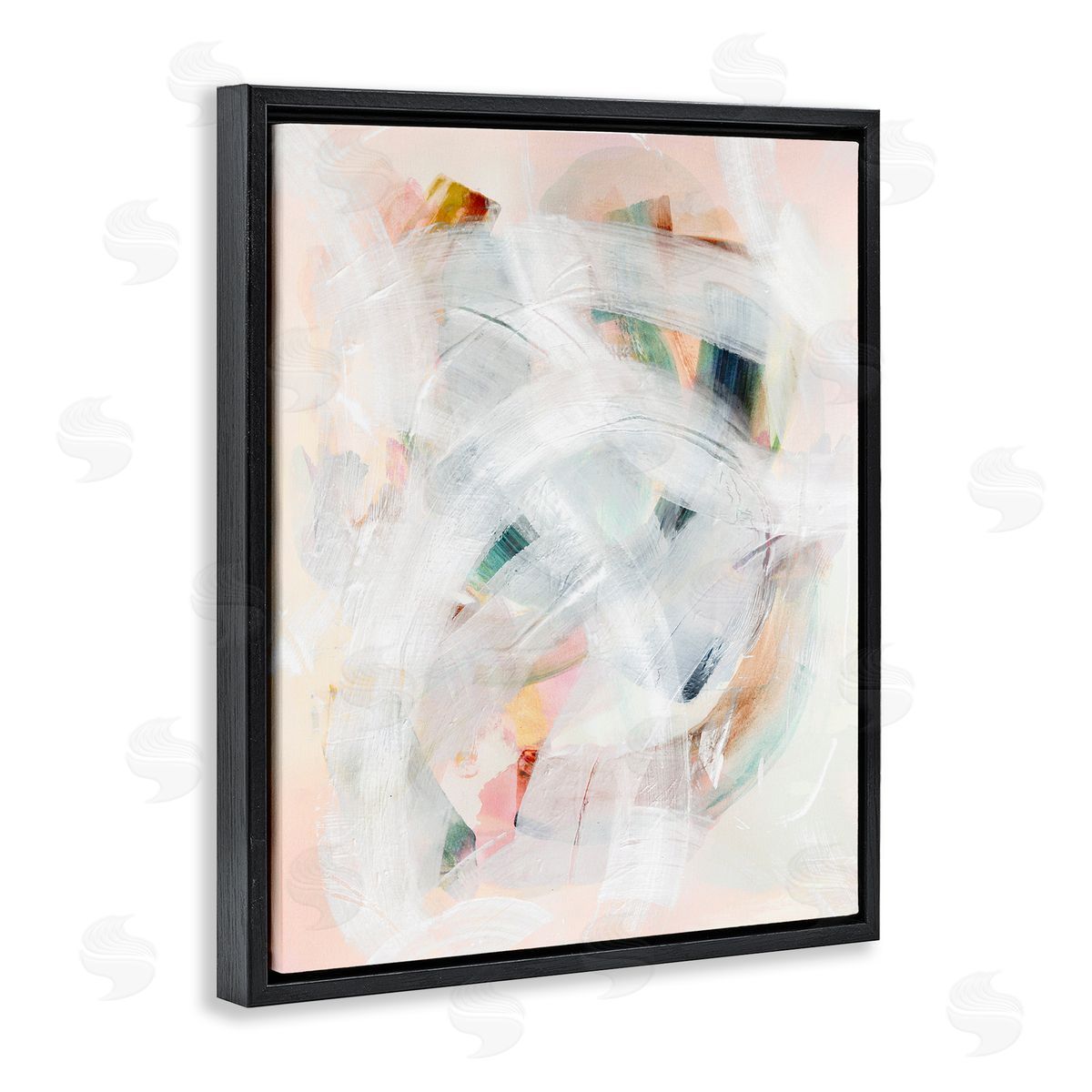Soft Abstraction with Curved Lines Black Floating Frame Canvas Wall Art, Home Decor by Gemma Bardot