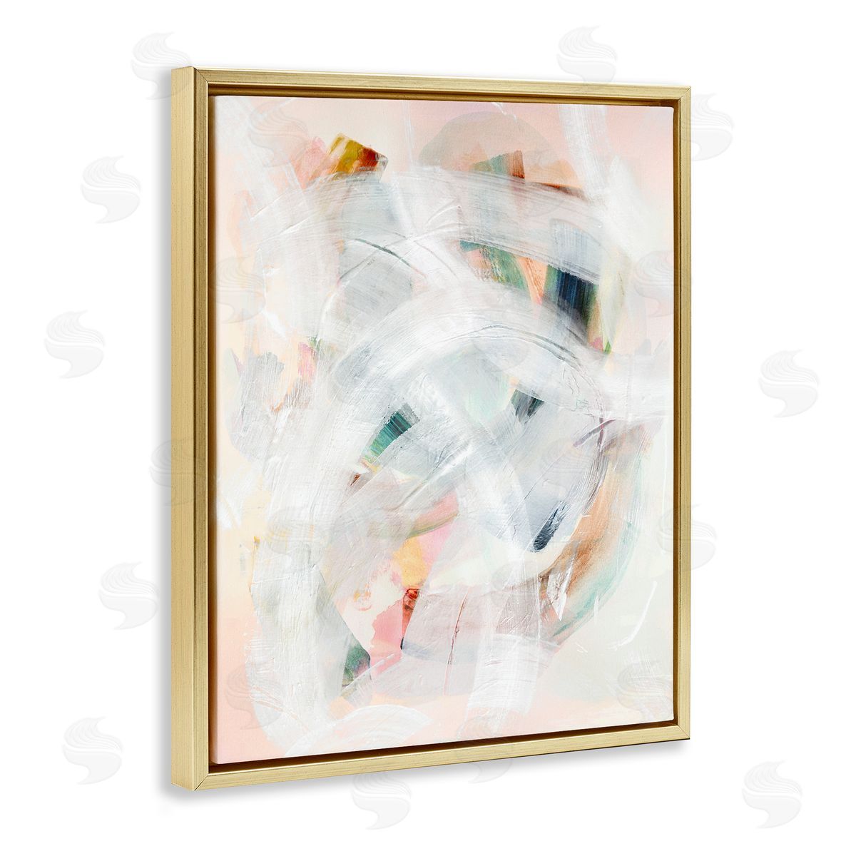 Soft Abstraction with Curved Lines Gold Floating Frame Canvas Wall Art, Home Decor by Gemma Bardot