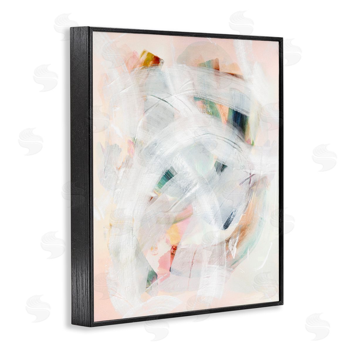 Soft Abstraction with Curved Lines Black Frame Print Wall Art, Home Decor by Gemma Bardot