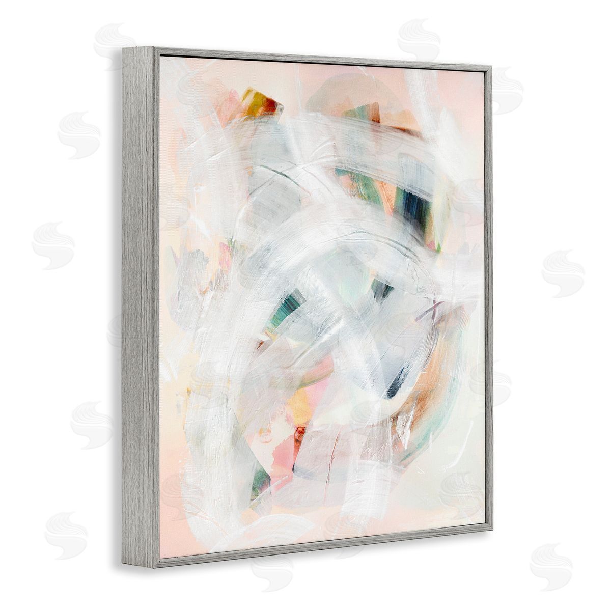 Soft Abstraction with Curved Lines Grey Frame Print Wall Art, Home Decor by Gemma Bardot