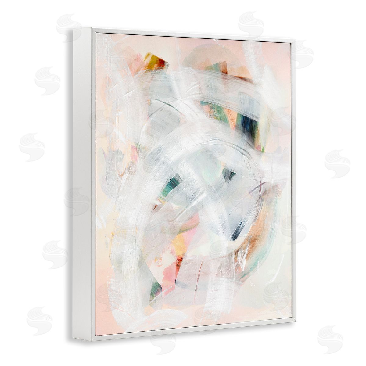 Soft Abstraction with Curved Lines White Frame Print Wall Art, Home Decor by Gemma Bardot