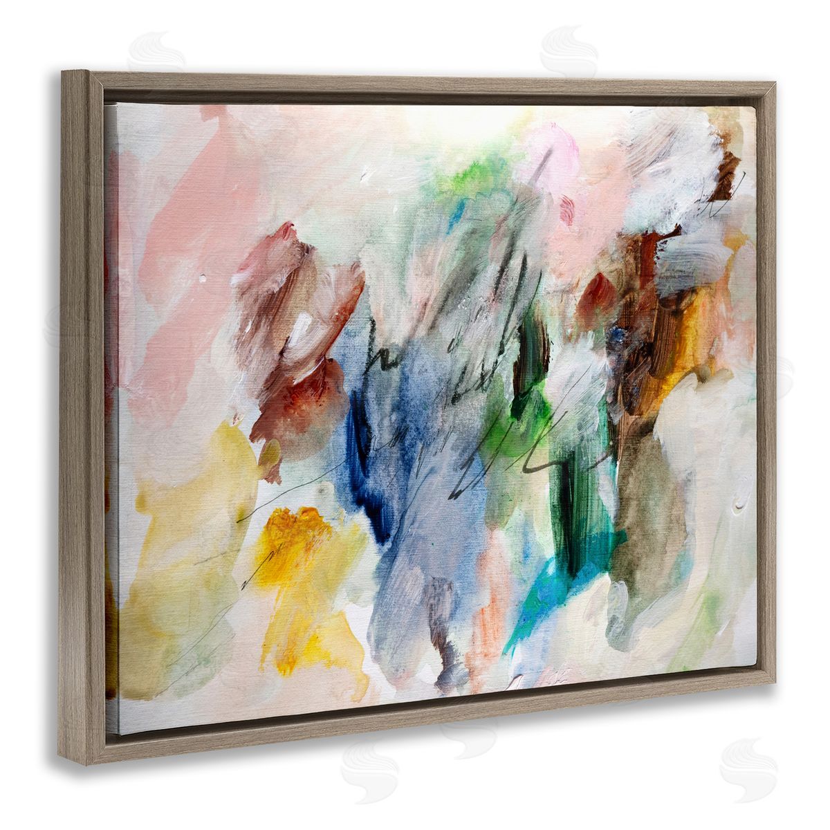 Earthy Pitter Patter Abstract Brown Floating Frame Canvas Wall Art, Home Decor by Gemma Bardot