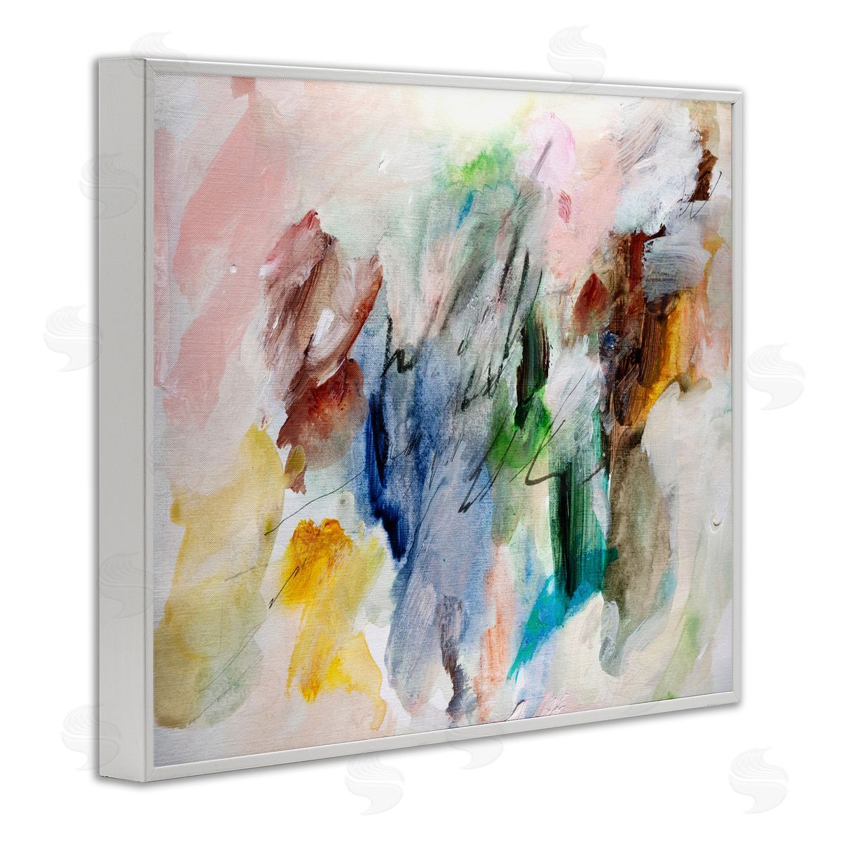 Earthy Pitter Patter Abstract White Frame Print Wall Art, Home Decor by Gemma Bardot