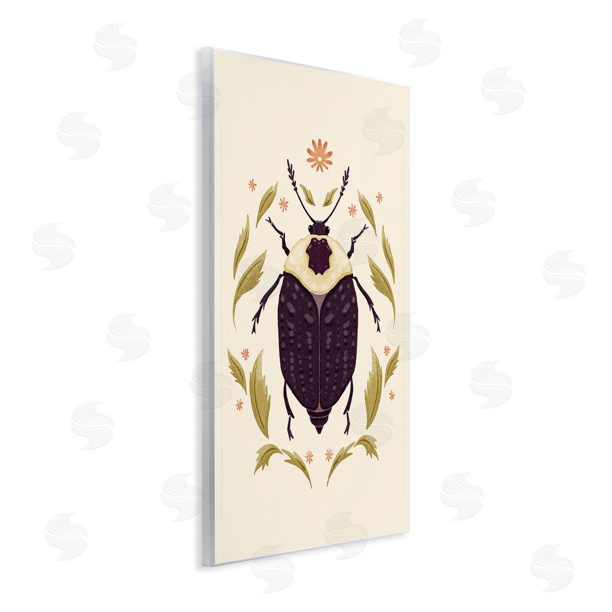 Black Beetle with Leaves Wood Plaque Wall Art, Home Decor by Hannah Moren