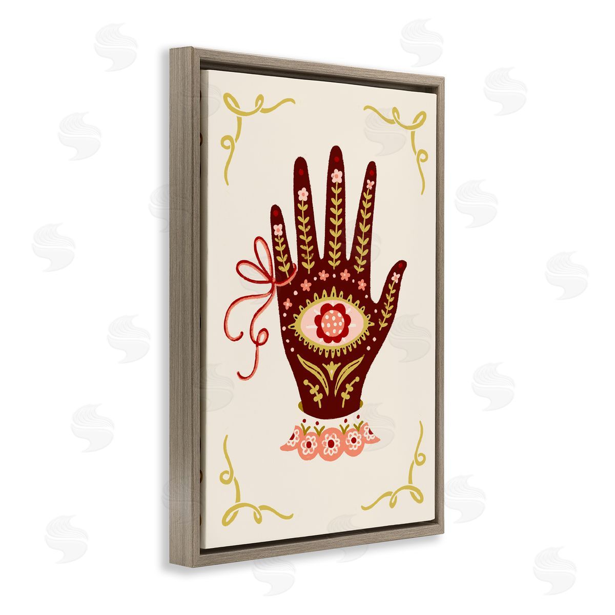Boho Folk Style Hand Brown Floating Frame Canvas Wall Art, Home Decor by Hannah Moren