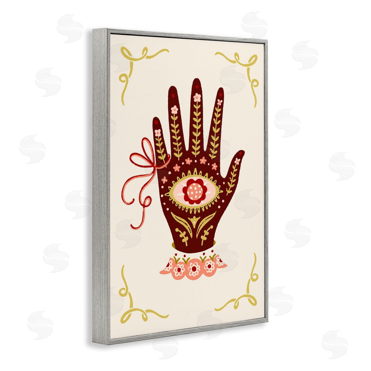 Boho Folk Style Hand Grey Frame Print Wall Art, Home Decor by Hannah Moren