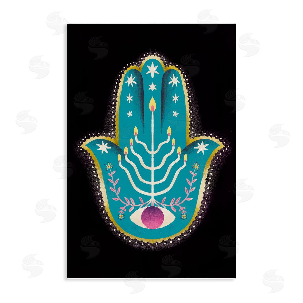 Spiritual Folk Style Hamsa Canvas Wall Art, Home Decor by Hannah Moren