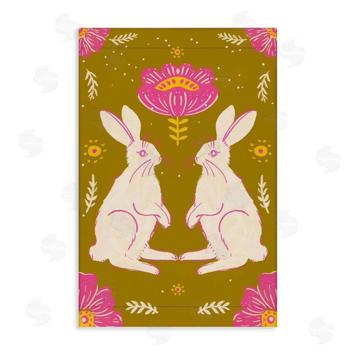 Mirrored Spring Bunnies Canvas Wall Art, Home Decor by Hannah Moren