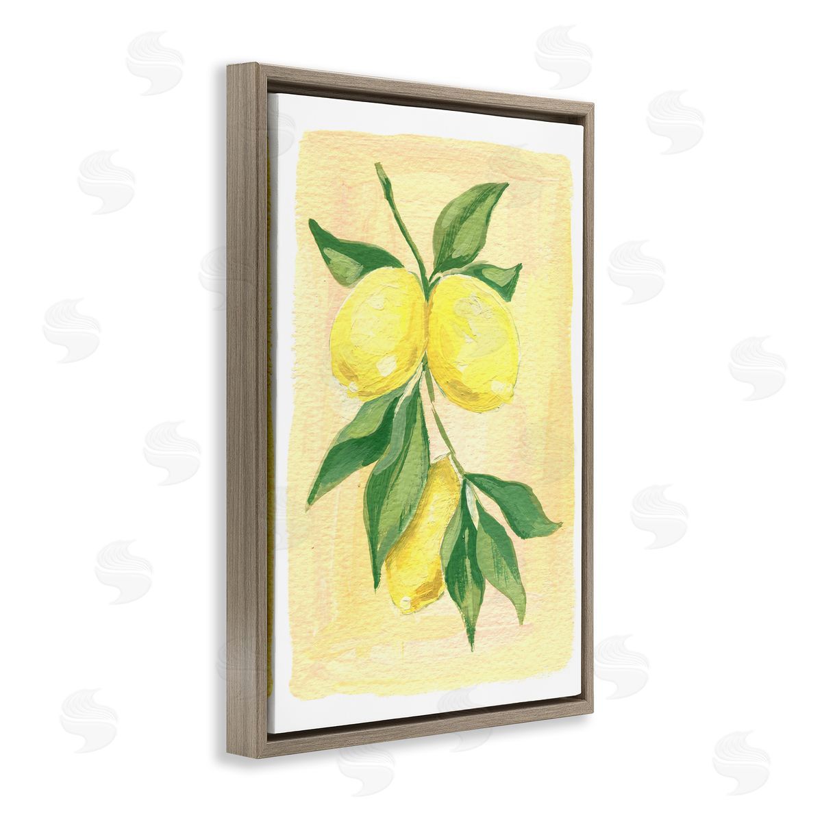 Hanging Lemons Country Charm Brown Floating Frame Canvas Wall Art, Home Decor by Hannah Moren