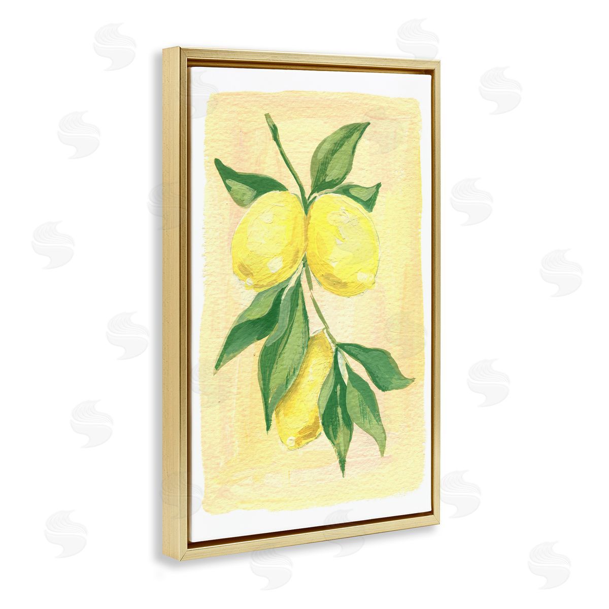 Hanging Lemons Country Charm Gold Floating Frame Canvas Wall Art, Home Decor by Hannah Moren