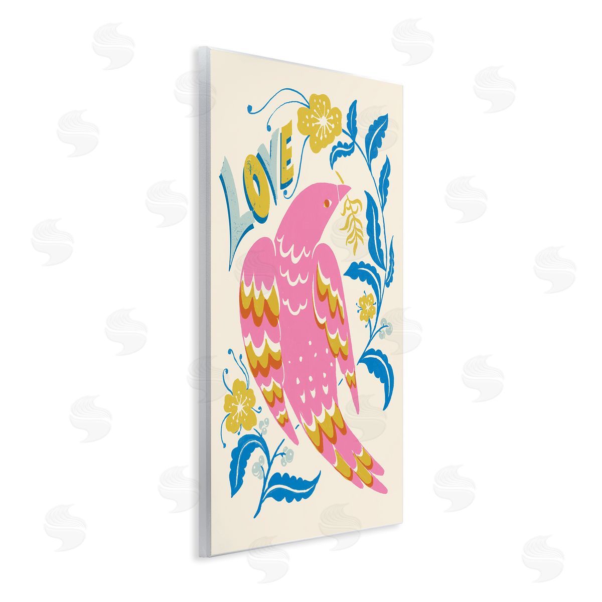 Groovy Folk Love Bird Wood Plaque Wall Art, Home Decor by Hannah Moren