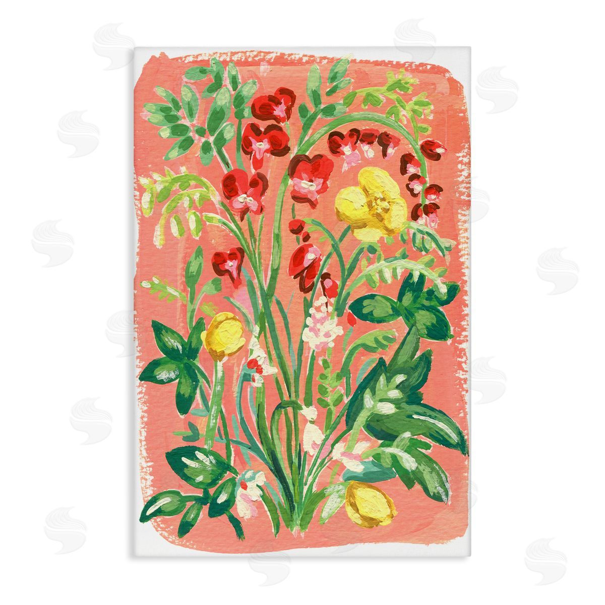 Peachy Flower Arrangement Canvas Wall Art, Home Decor by Hannah Moren