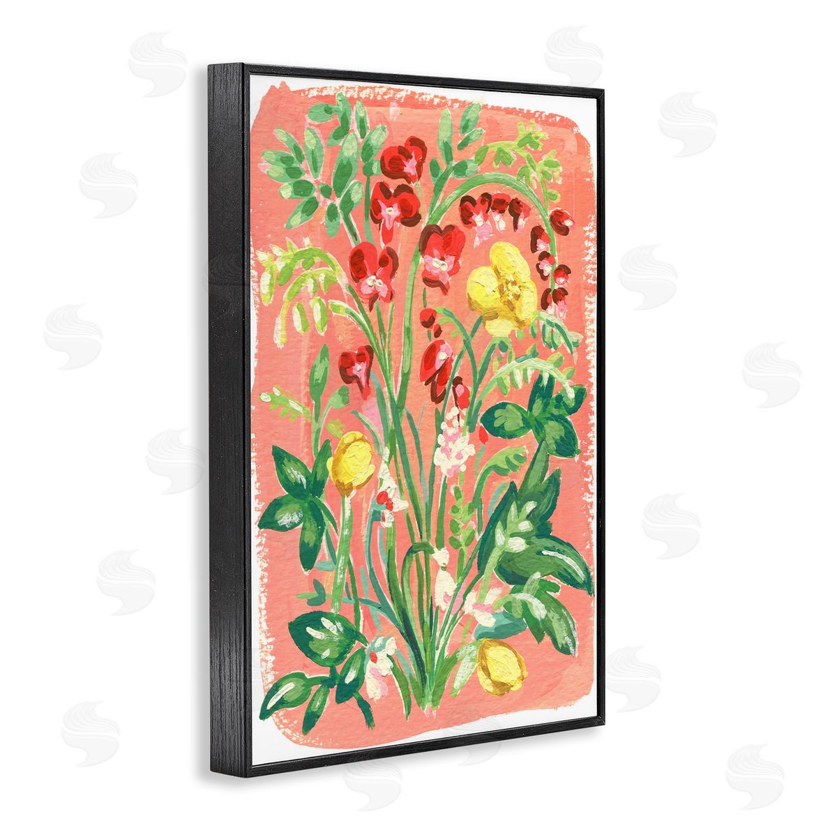 Peachy Flower Arrangement Black Frame Print Wall Art, Home Decor by Hannah Moren