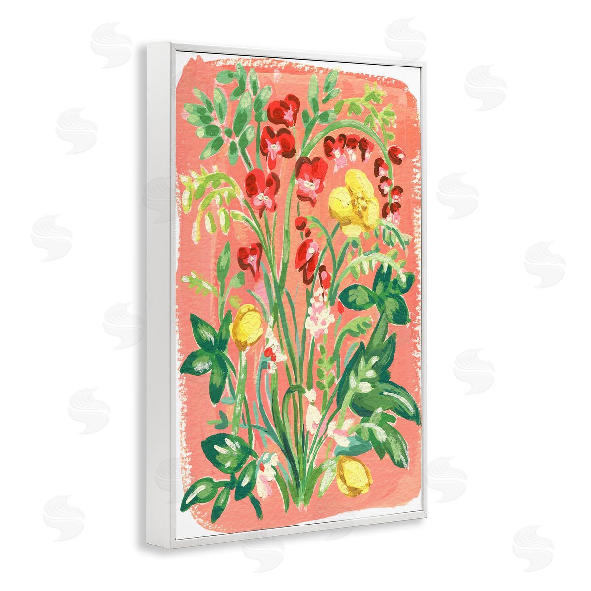 Peachy Flower Arrangement White Frame Print Wall Art, Home Decor by Hannah Moren