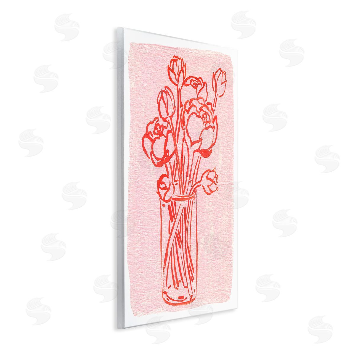 Outlined Peony Vase Wood Plaque Wall Art, Home Decor by Hannah Moren