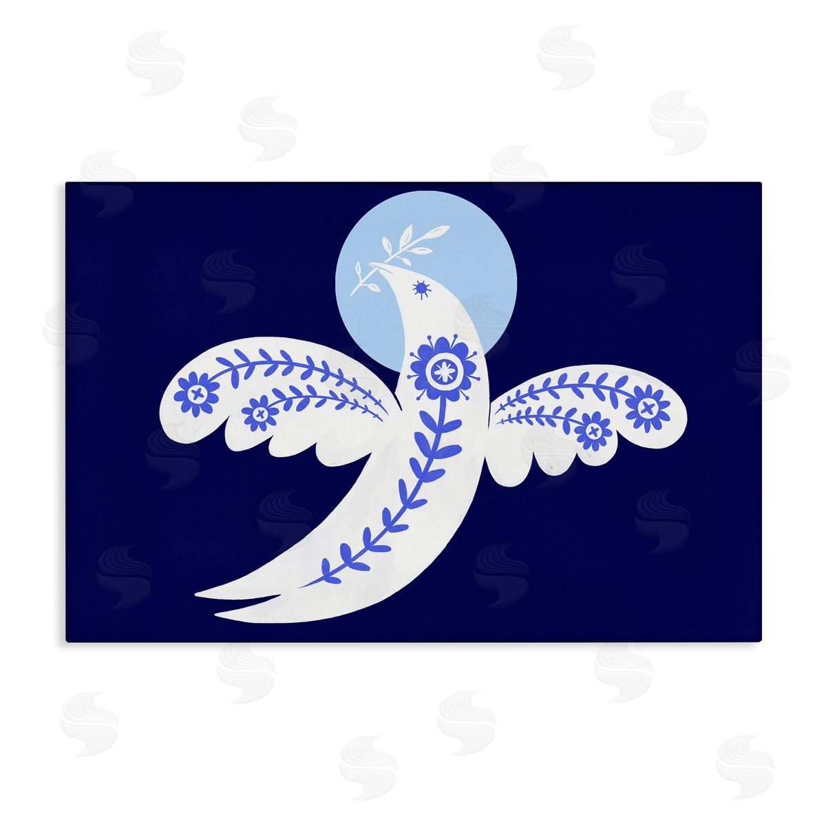 Peace Dove with Folk Florals Canvas Wall Art, Home Decor by Hannah Moren