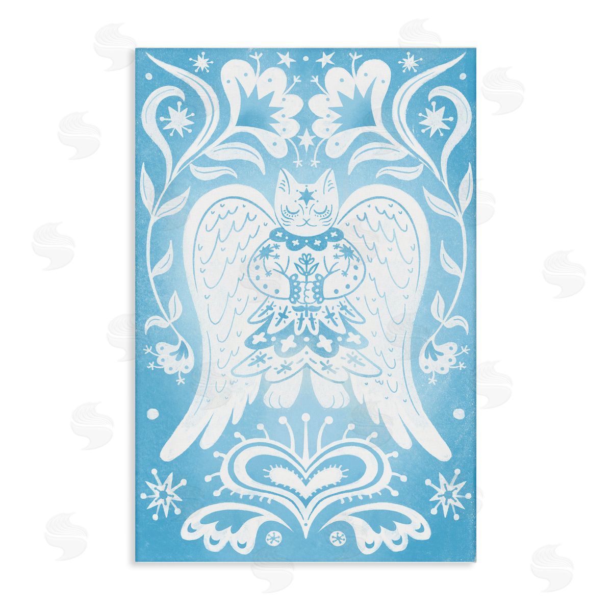Symmetrical Patterned Angel Cat Canvas Wall Art, Home Decor by Hannah Moren