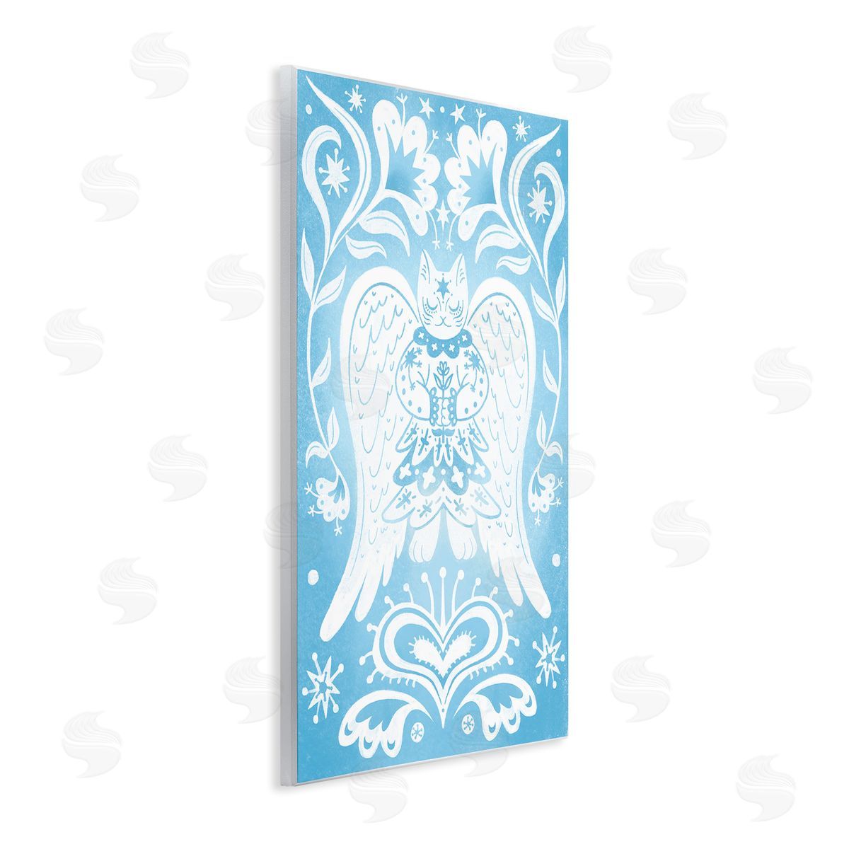 Symmetrical Patterned Angel Cat Wood Plaque Wall Art, Home Decor by Hannah Moren