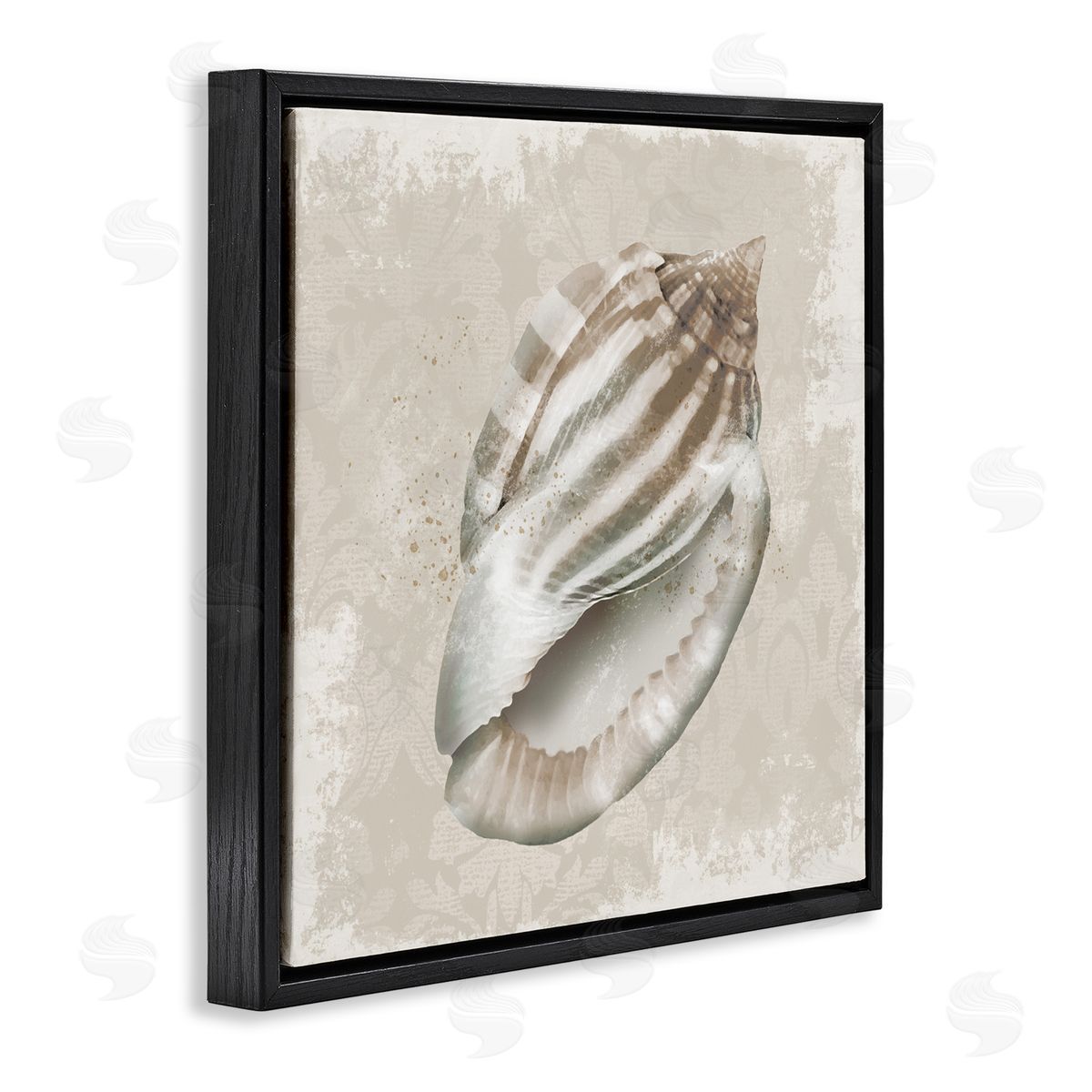 Conrad Knutsen Conch Shell over Vintage Pattern Canvas Wall Art Print