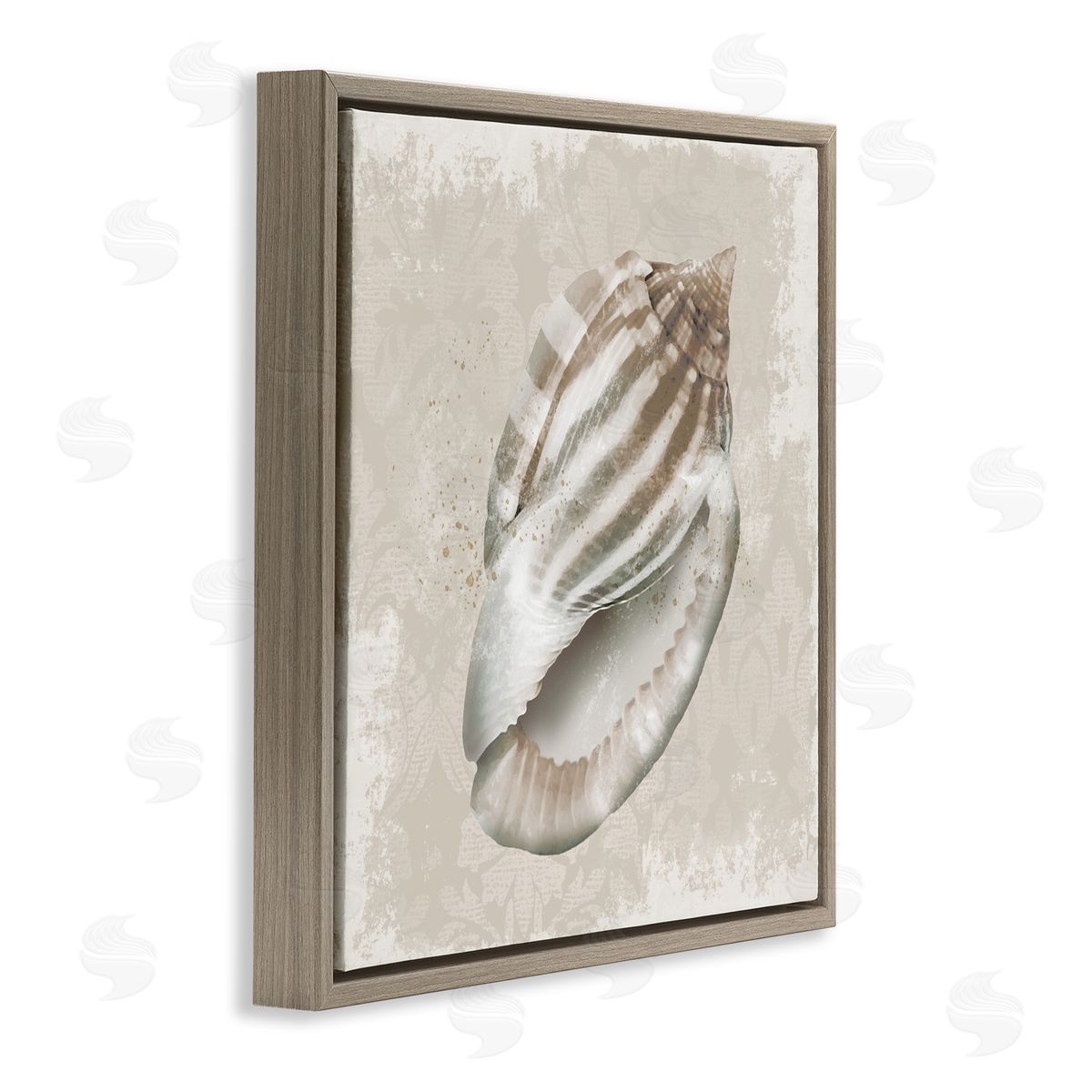 Conrad Knutsen Conch Shell over Vintage Pattern Canvas Wall Art Print