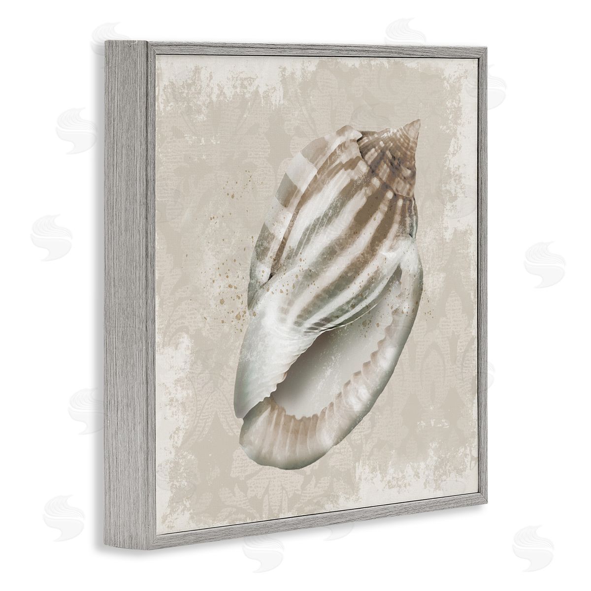 Conrad Knutsen Conch Shell over Vintage Pattern Canvas Wall Art Print