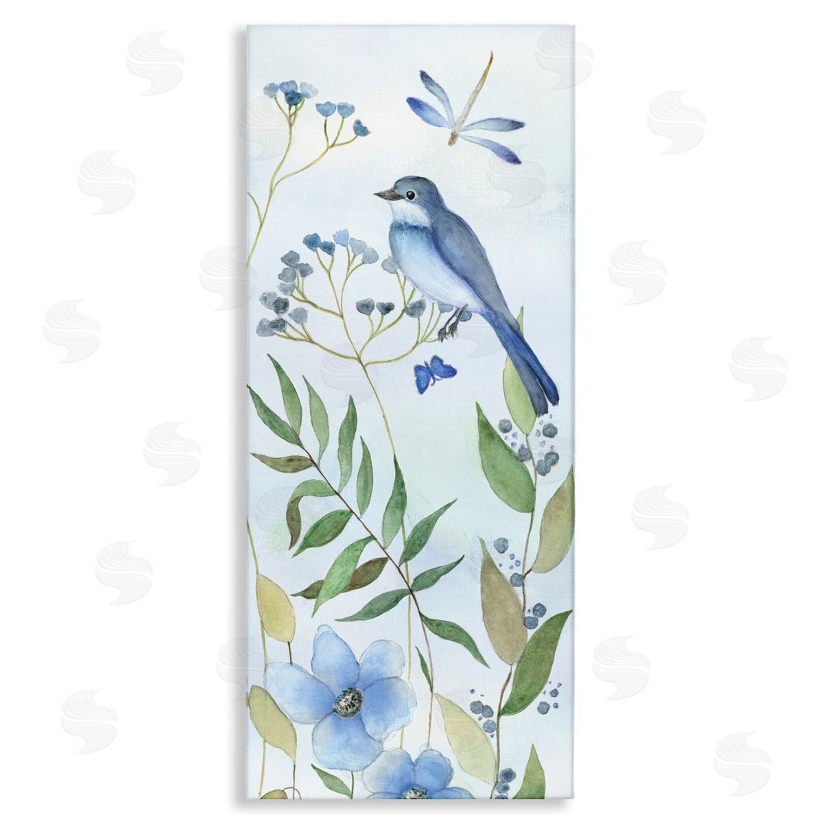 Janet Tava Bluebird and Botanicals Canvas Wall Art Print