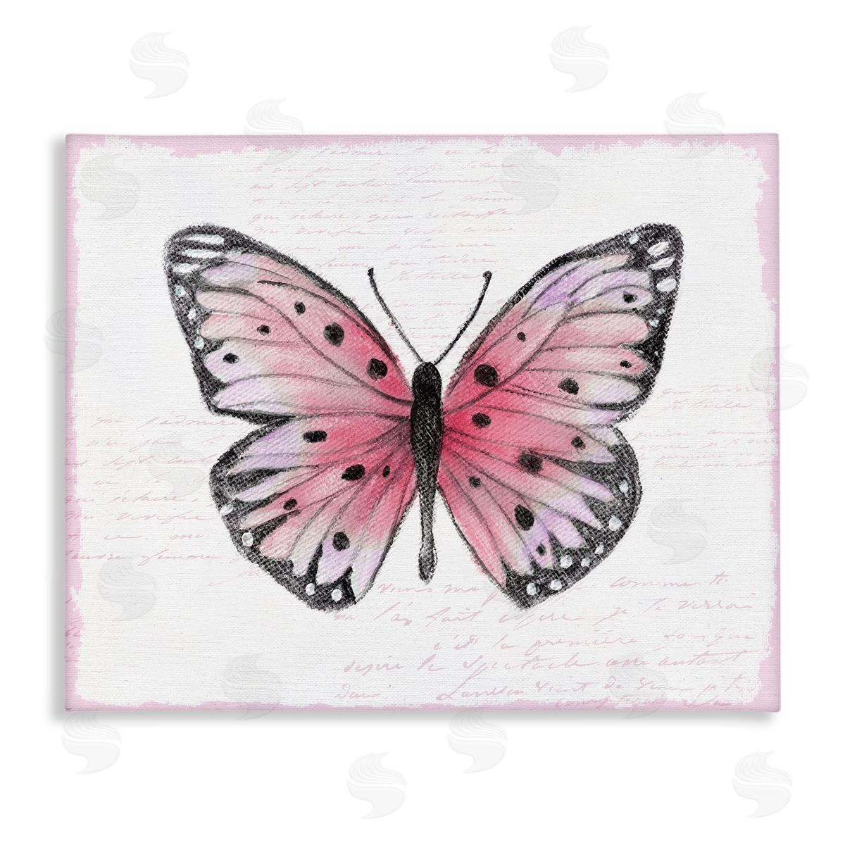 Janet Tava Pink Toned Vintage Butterfly Canvas Wall Art Print