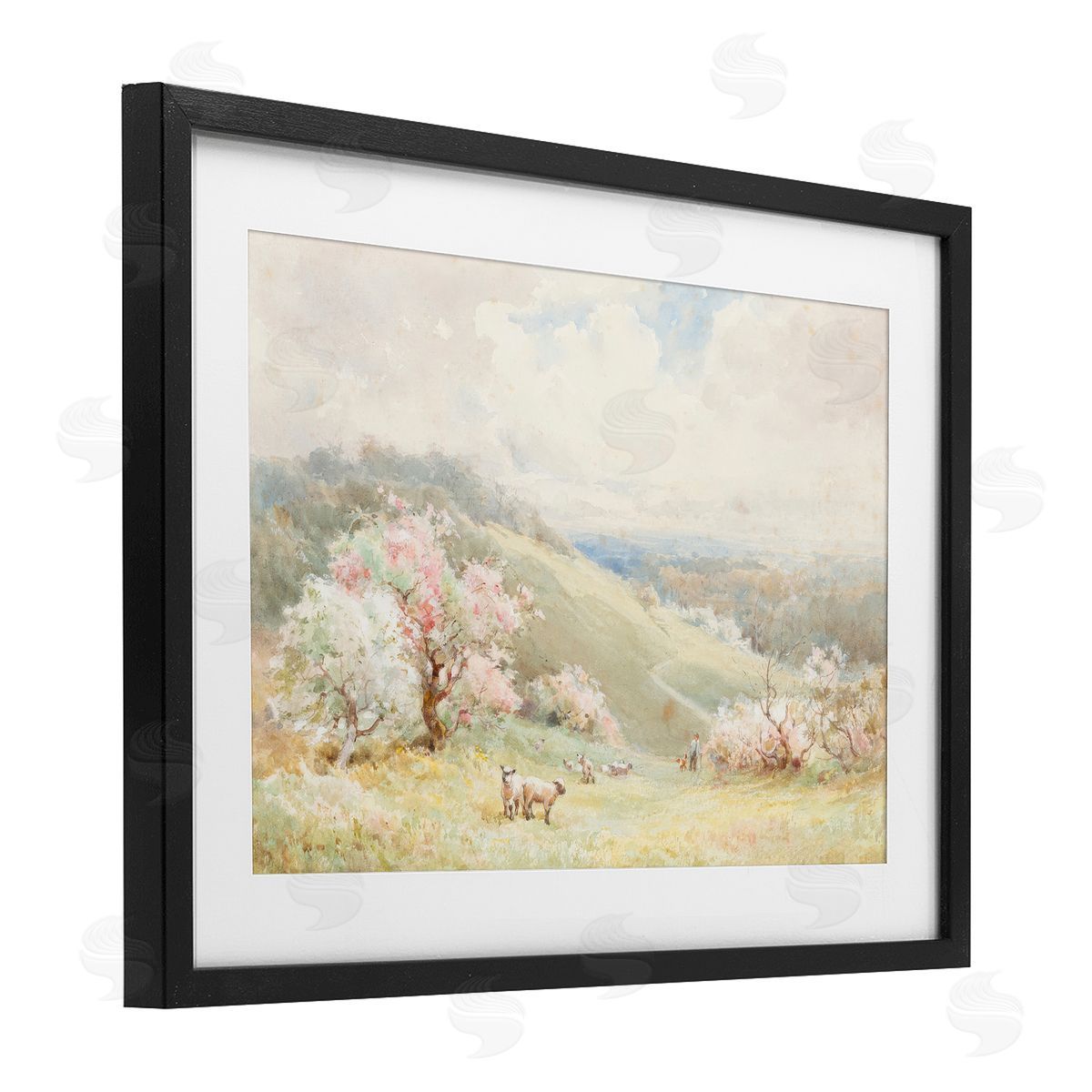Lux + Me Designs Lambs Strolling Pastel Countryside Canvas Wall Art Print