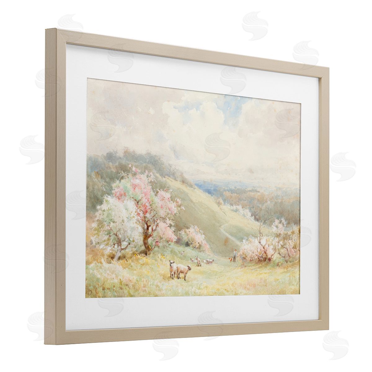 Lux + Me Designs Lambs Strolling Pastel Countryside Canvas Wall Art Print