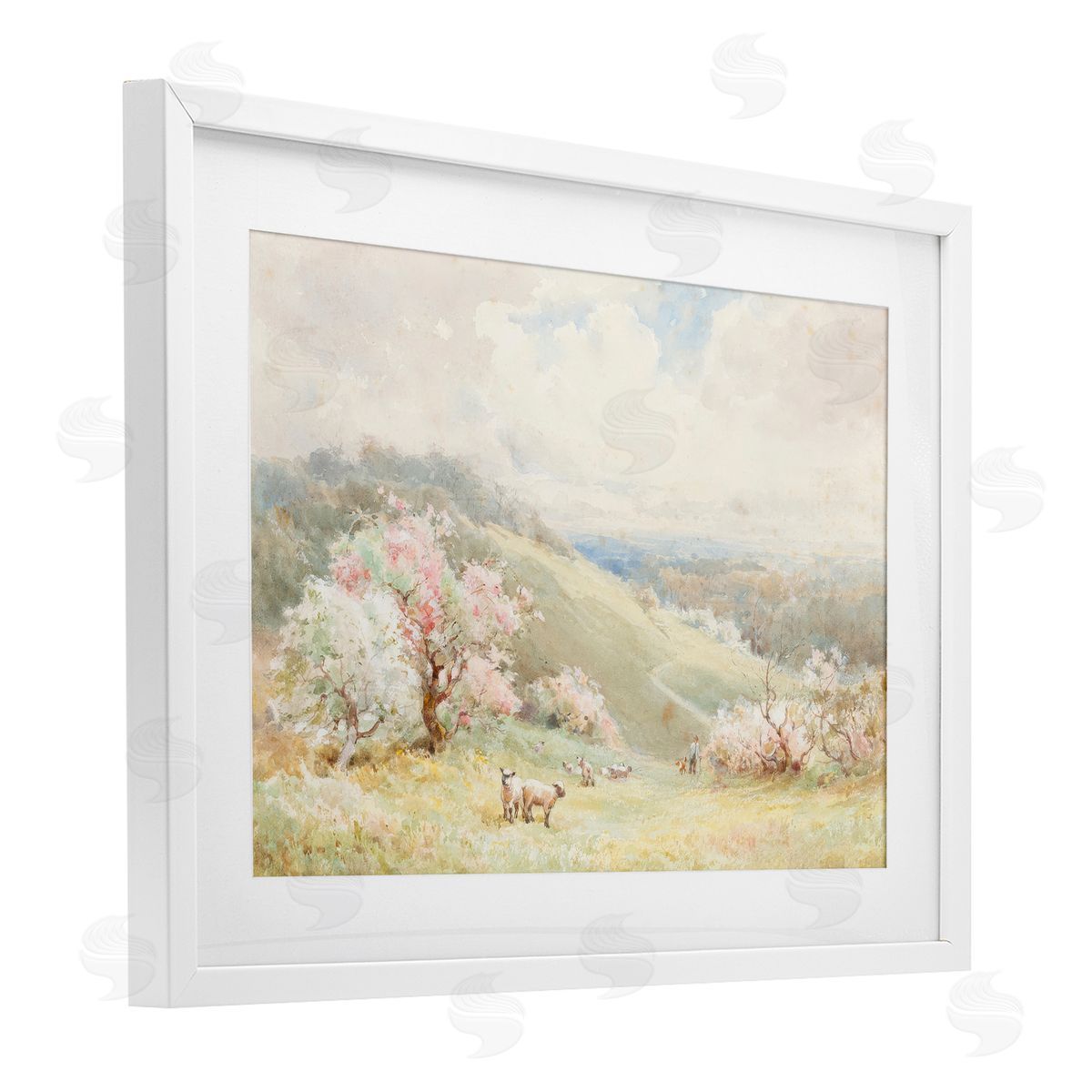 Lux + Me Designs Lambs Strolling Pastel Countryside Canvas Wall Art Print